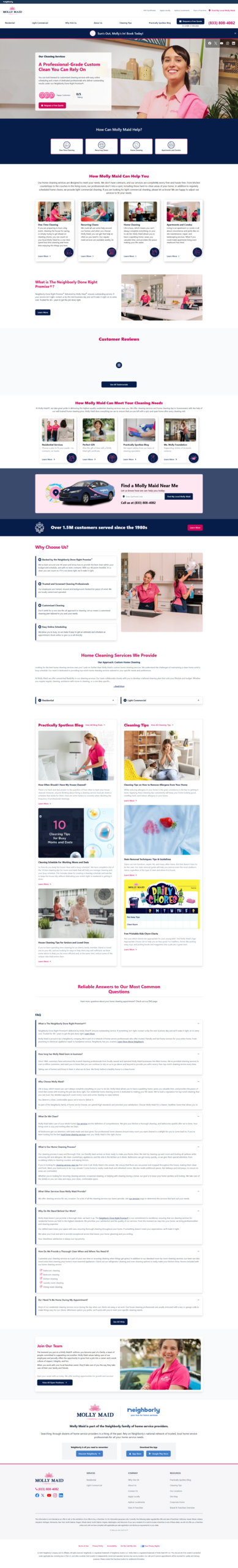 Molly Maid Cleaning Services Website