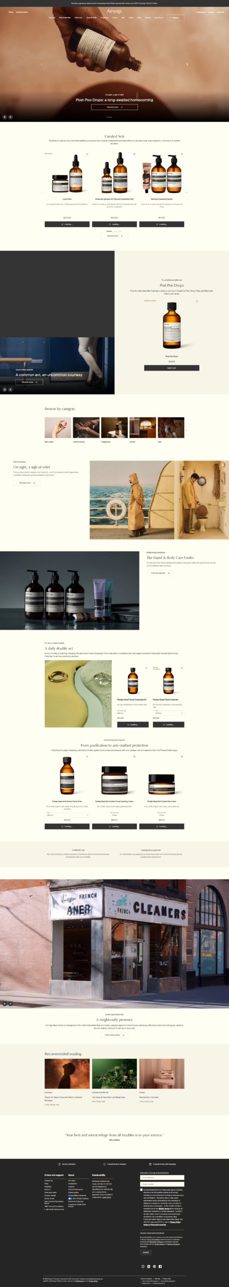 Aesop Skincare and Beauty Website
