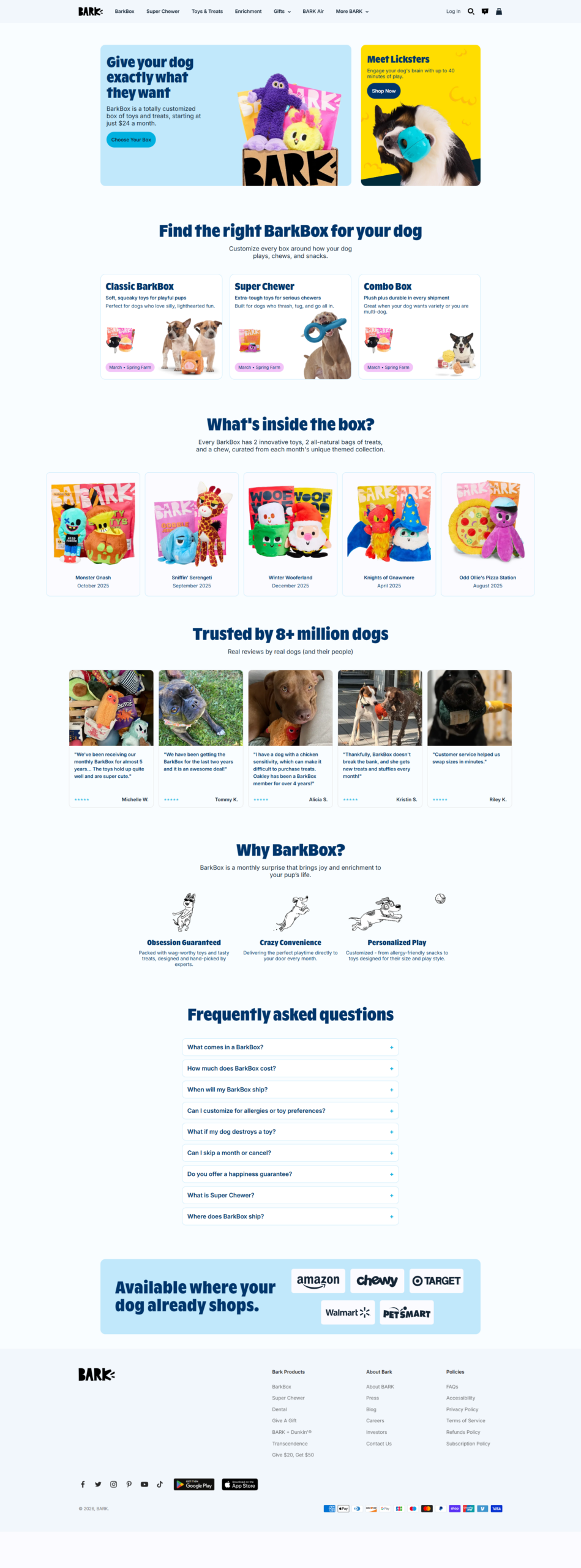 BARK Dog Toys and Subscription Box Website