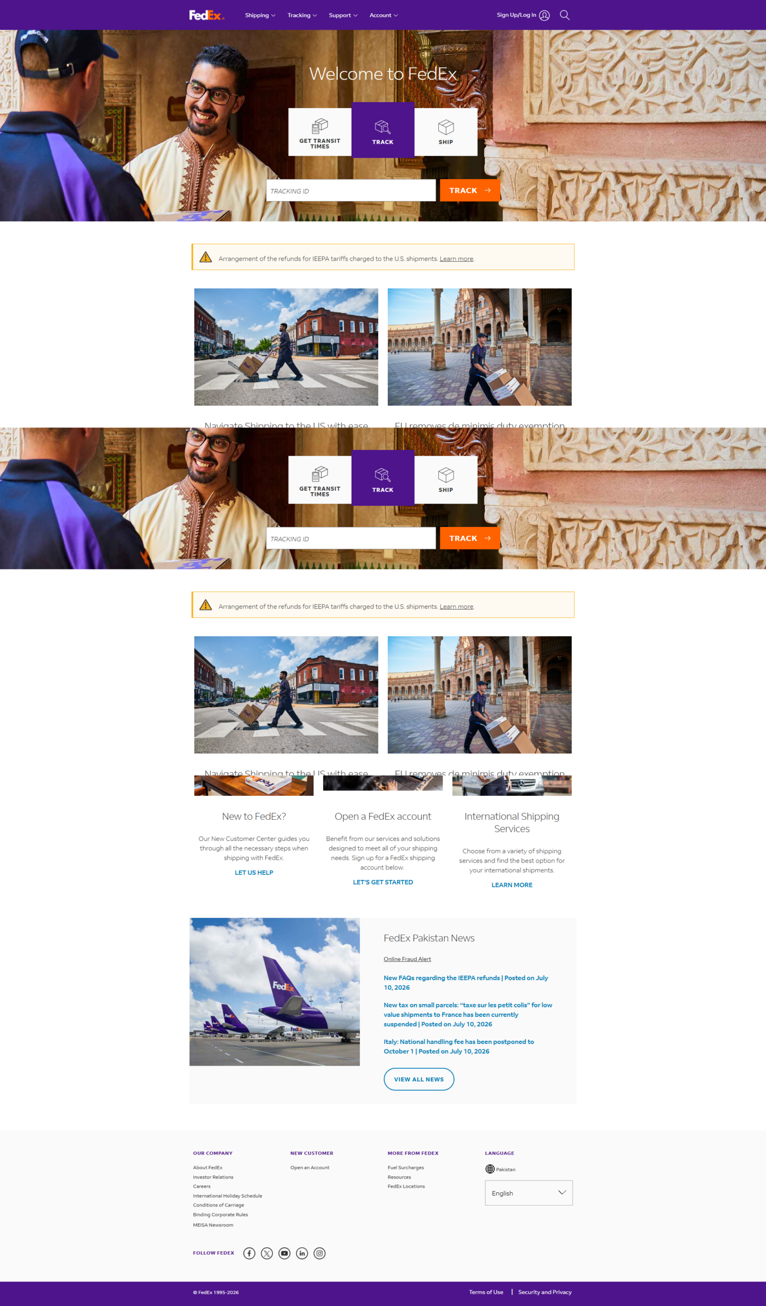 FedEx Delivery and Shipping Website