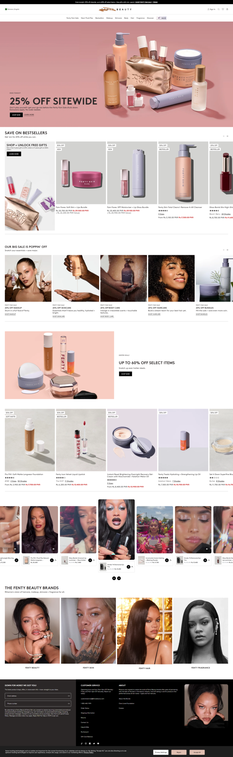 Fenty Beauty Cosmetics Website
