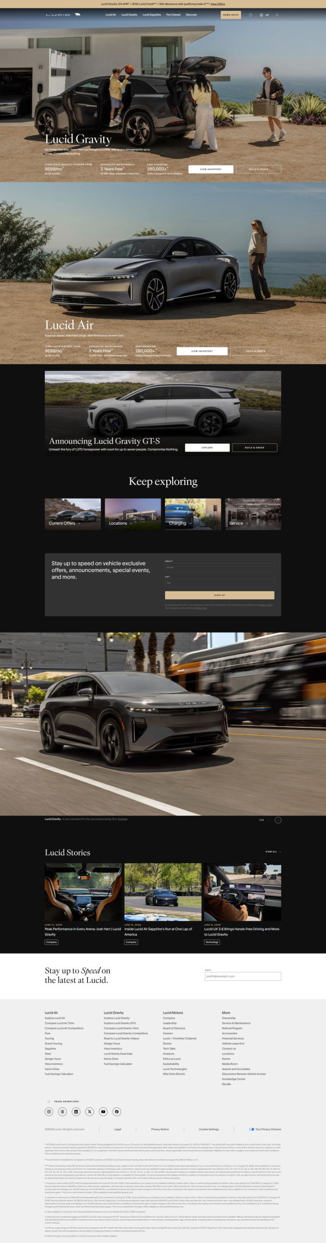 Lucid Motors Electric Vehicles Website
