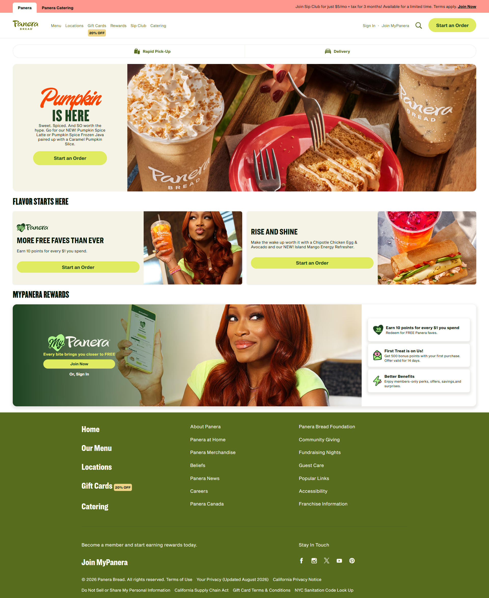 Panera Bread Restaurant Website