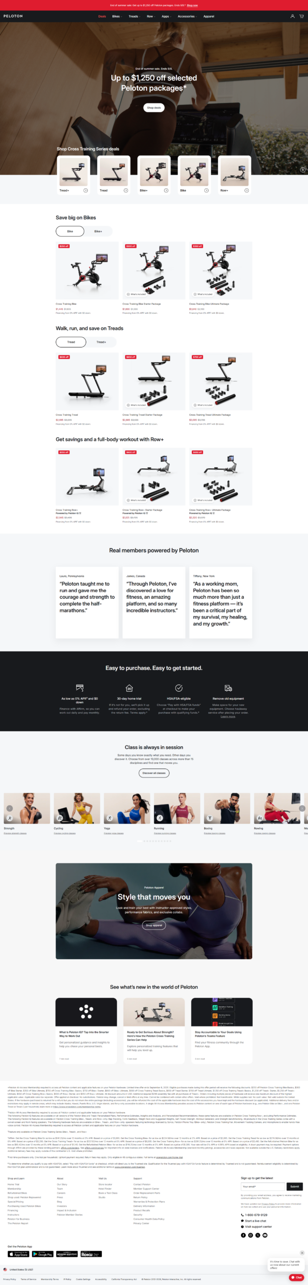Peloton Fitness Website