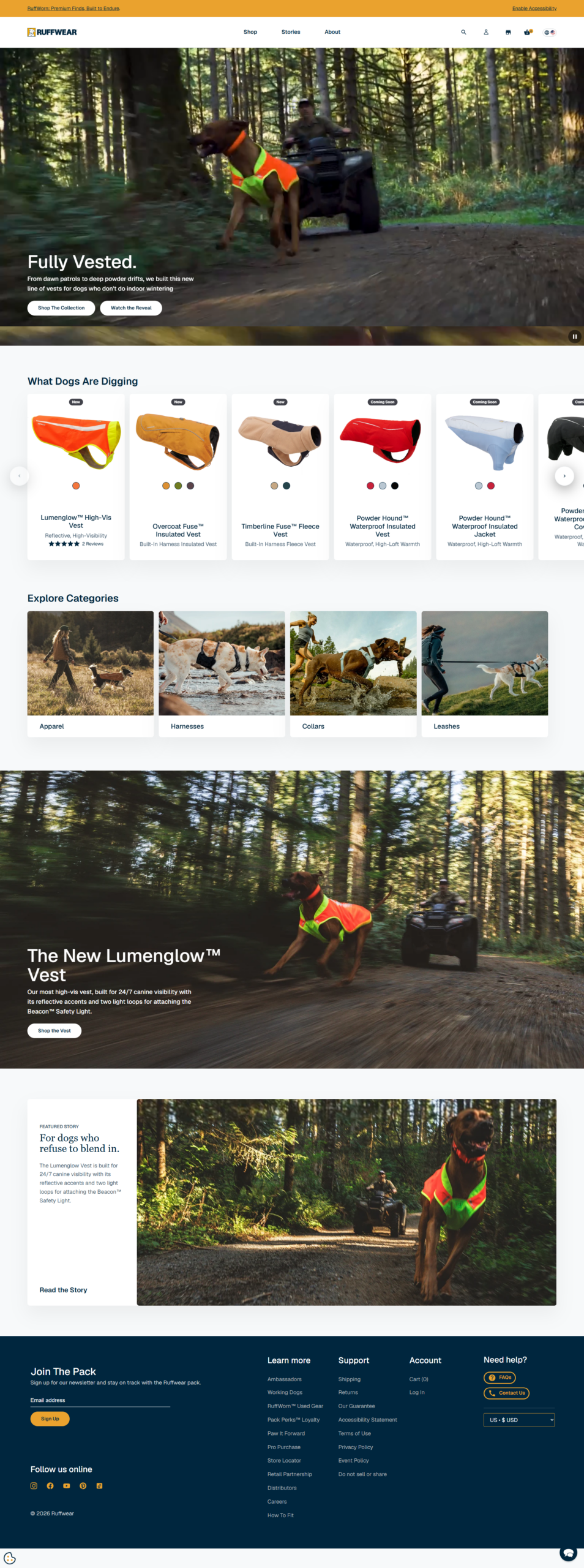 Ruffwear Performance Dog Gear Website