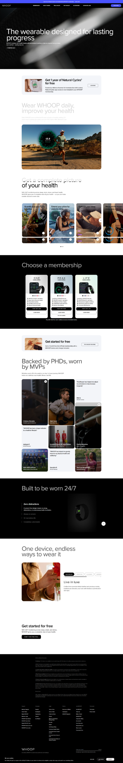 WHOOP Health and Fitness Website